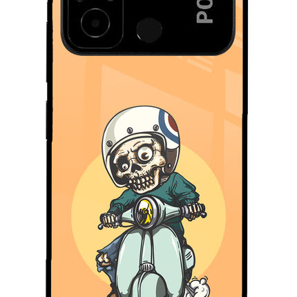 Undead Biker Poco C55 Glass Case