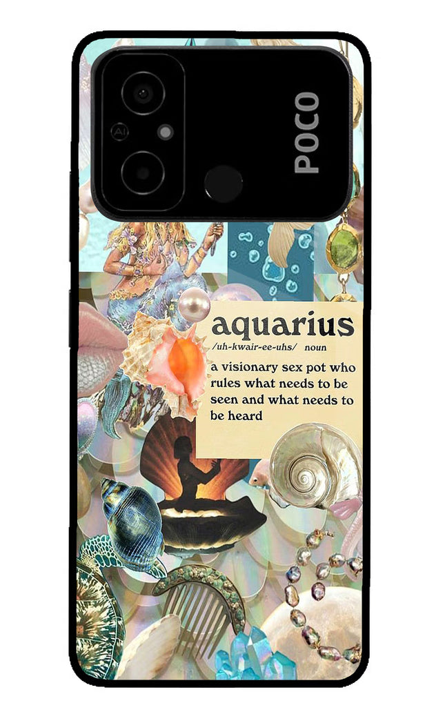 Aquarius Zodiac Poco C55 Glass Case