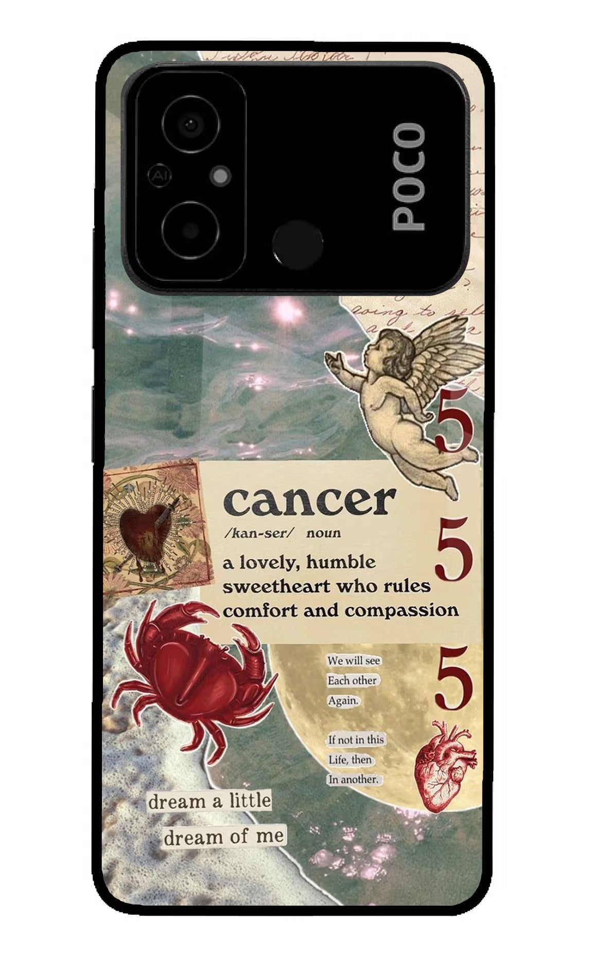 Cancer Zodiac Poco C55 Glass Case Back Cover by Casekaro