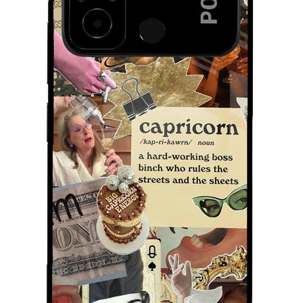 Capricorn Zodiac Poco C55 Glass Case