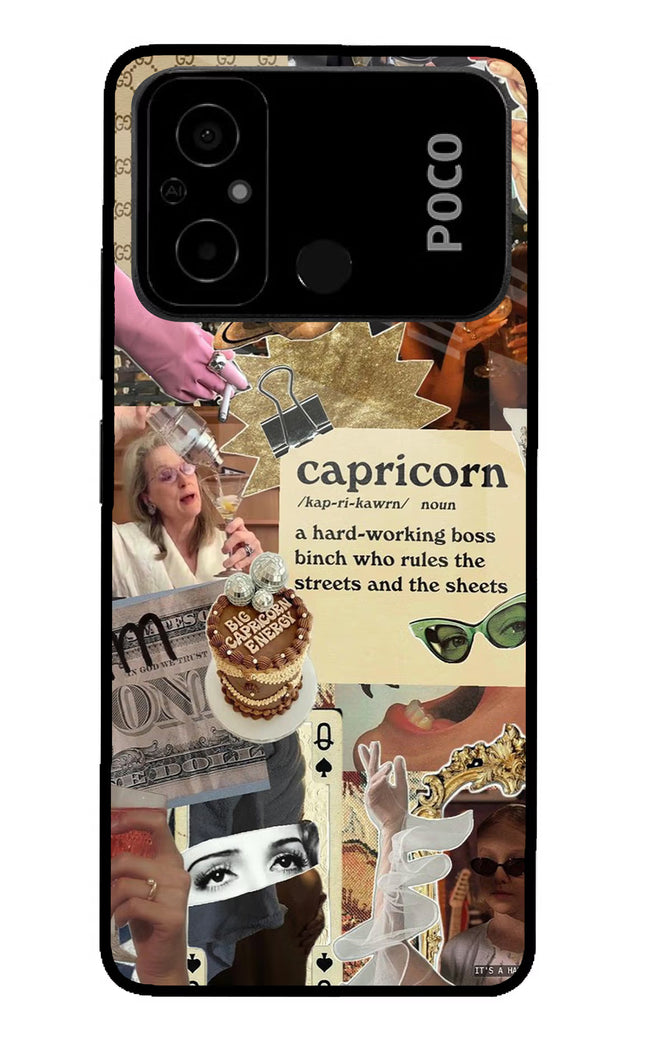 Capricorn Zodiac Poco C55 Glass Case