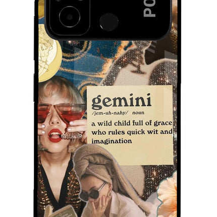 Gemini Zodiac Poco C55 Glass Case