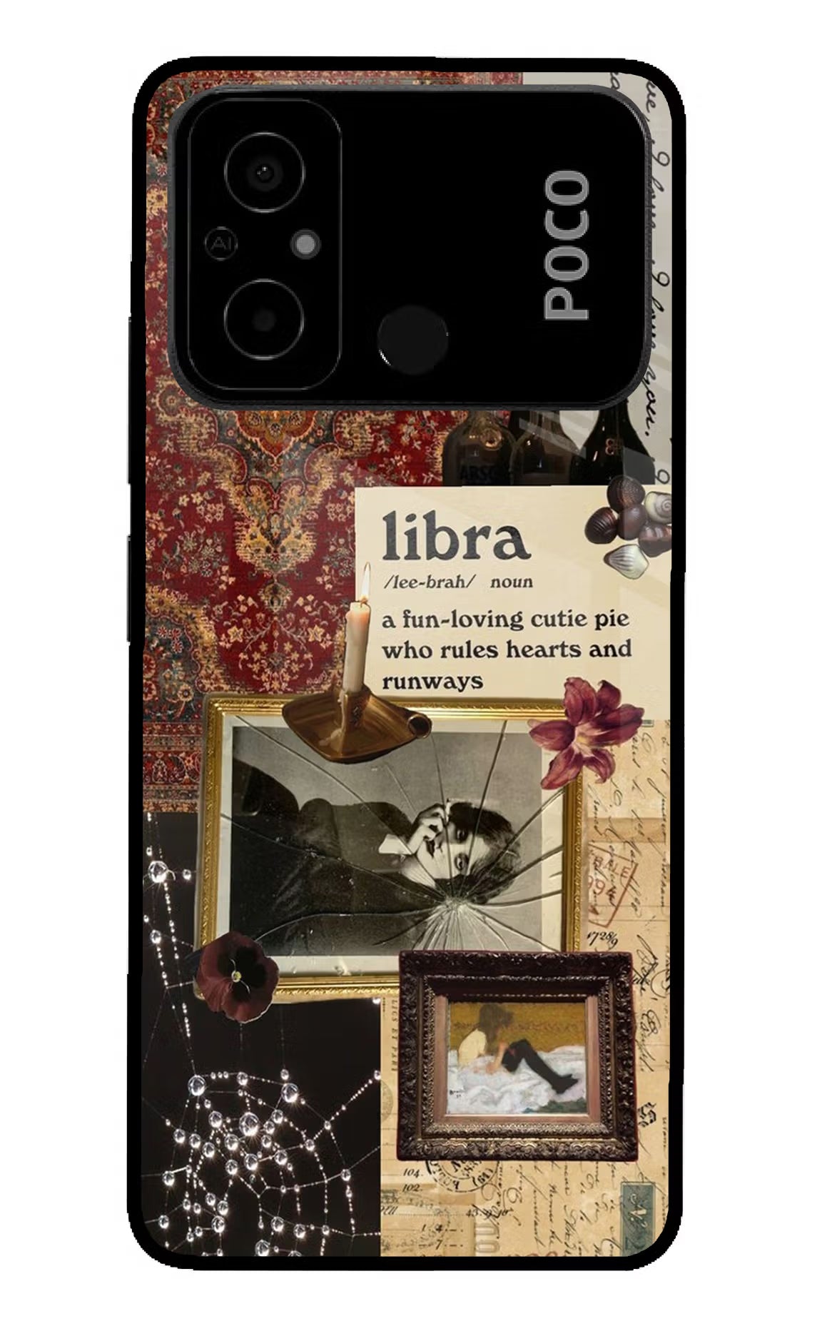 Libra Zodiac Poco C55 Glass Case Back Cover by Casekaro