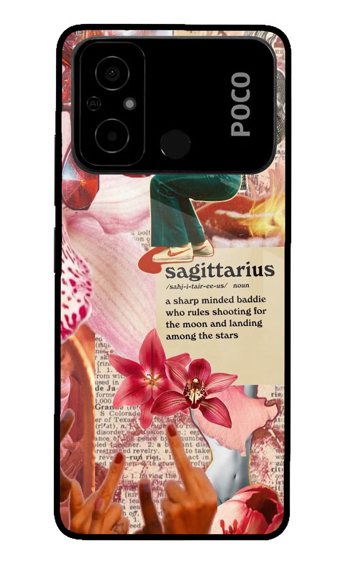 Sagittarius Zodiac Poco C55 Glass Case Back Cover by Casekaro