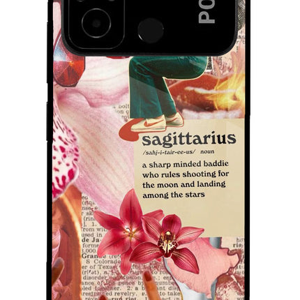 Sagittarius Zodiac Poco C55 Glass Case