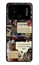 Taurus Zodiac Poco C55 Glass Case Back Cover by Casekaro