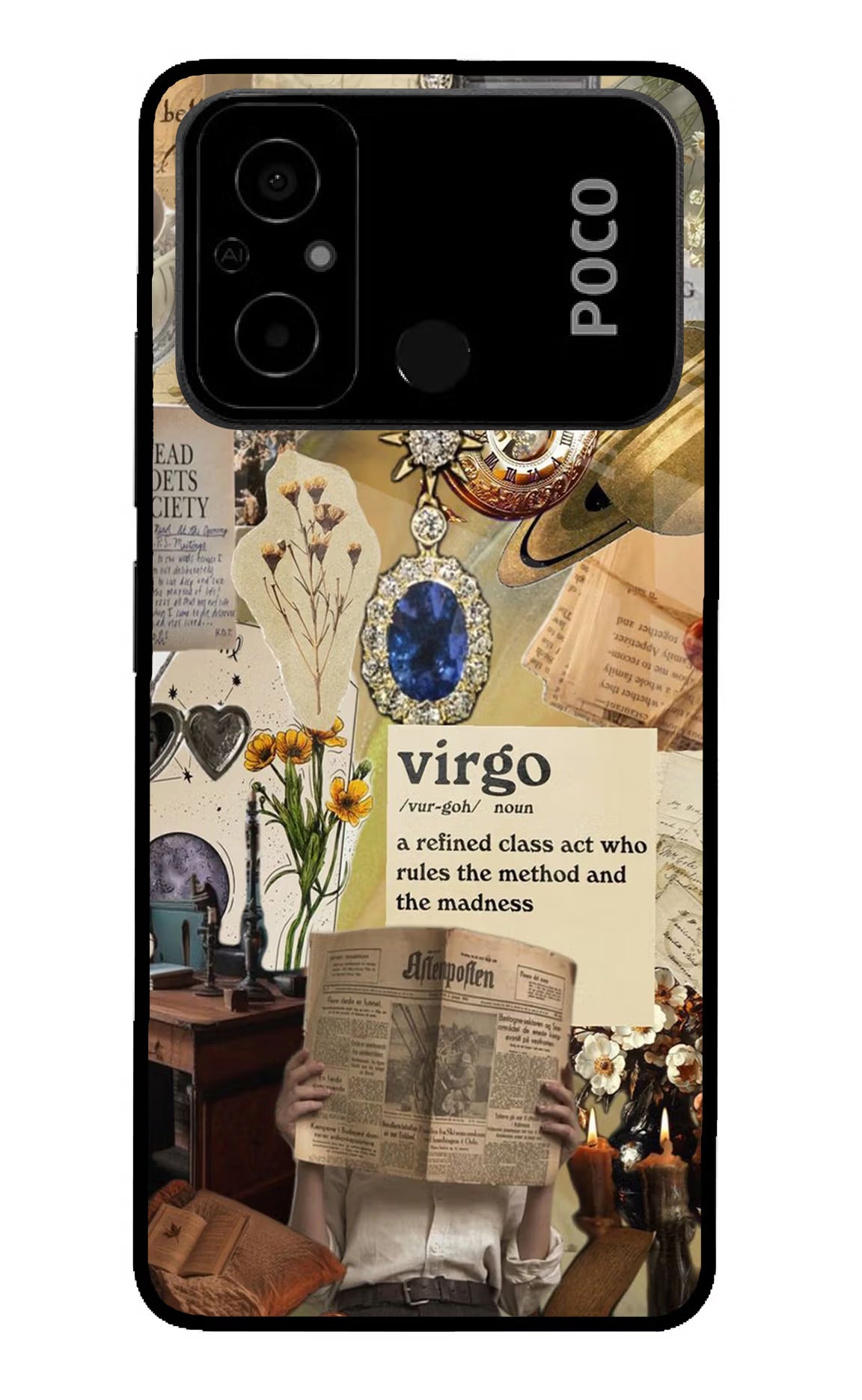 Virgo Zodiac Poco C55 Glass Case Back Cover by Casekaro