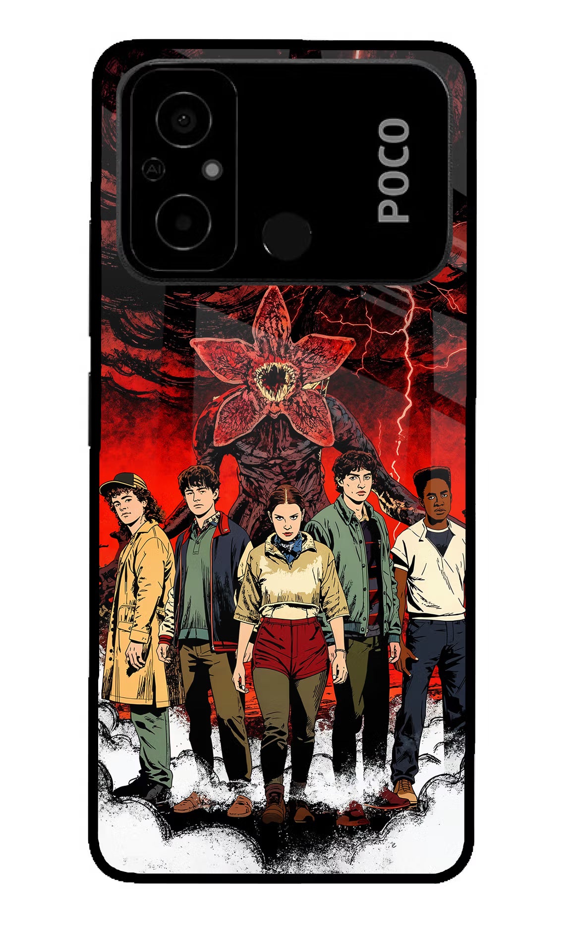 Ordinary Things Characters Poco C55 Glass Case Back Cover by Casekaro