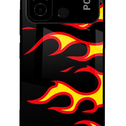 Side Sweep Flames Poco C55 Glass Case