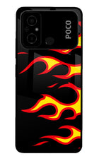 Side Sweep Flames Poco C55 Glass Case