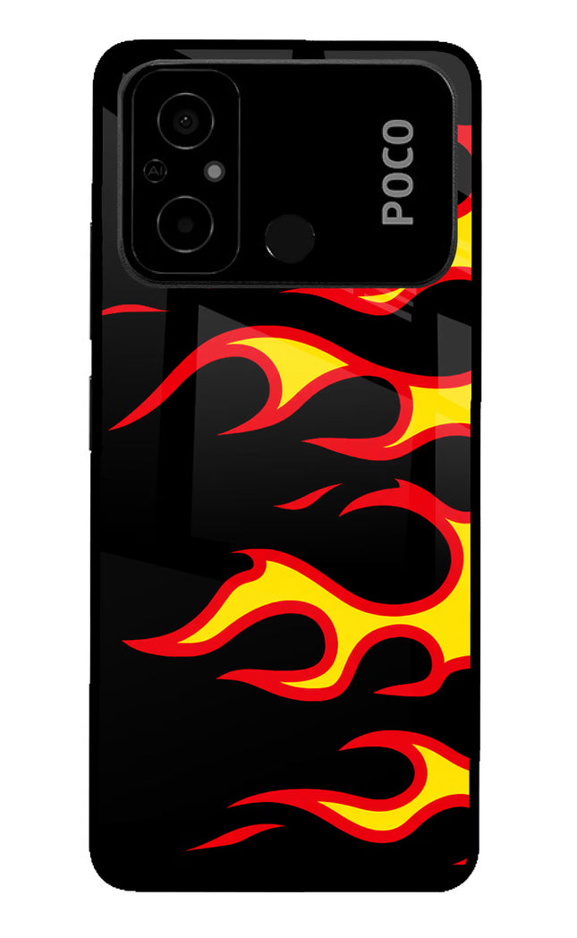 Side Sweep Flames Poco C55 Glass Case