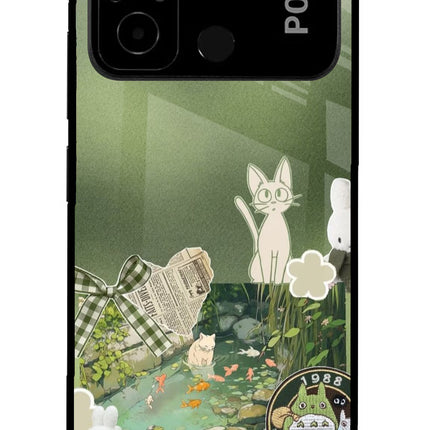 Aesthetic anime Poco C55 Glass Case