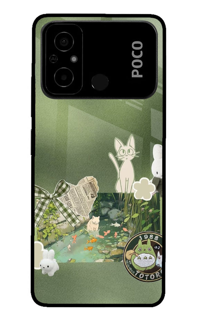 Aesthetic anime Poco C55 Glass Case