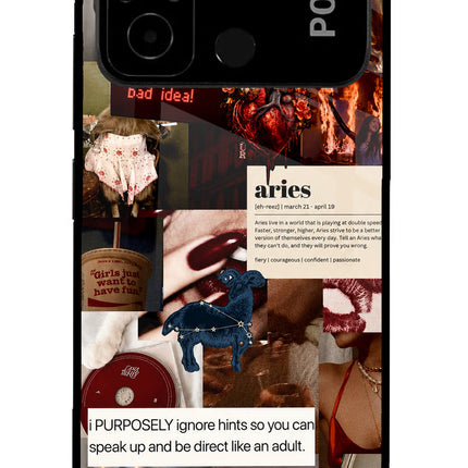 Zodiac Aries Poco C55 Glass Case