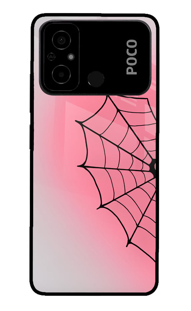 Pink Web Poco C55 Glass Case