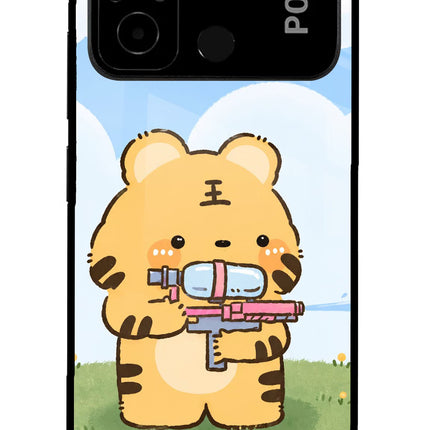 Tiger Treat Poco C55 Glass Case