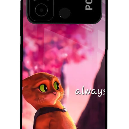 Always Cat Poco C55 Glass Case