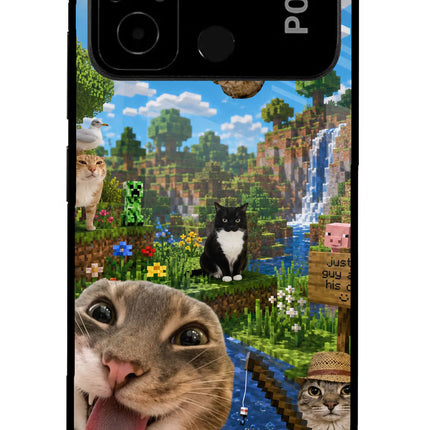 Minecraft Cat Chaos Poco C55 Glass Case