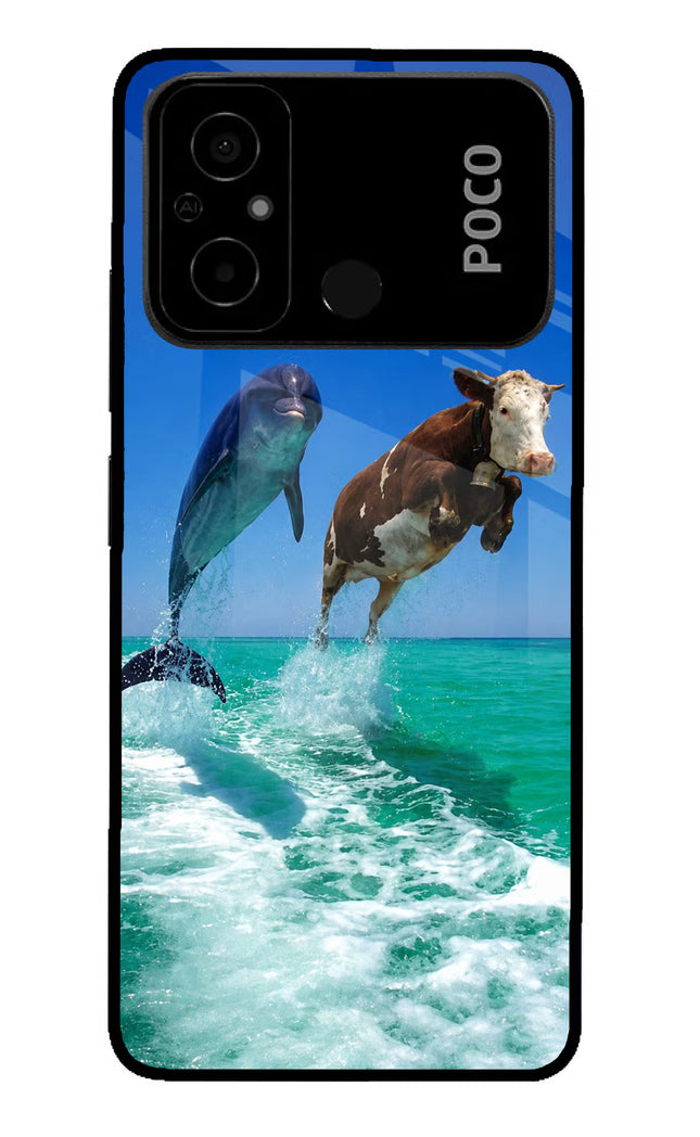 Dolphin vs Cow Poco C55 Glass Case