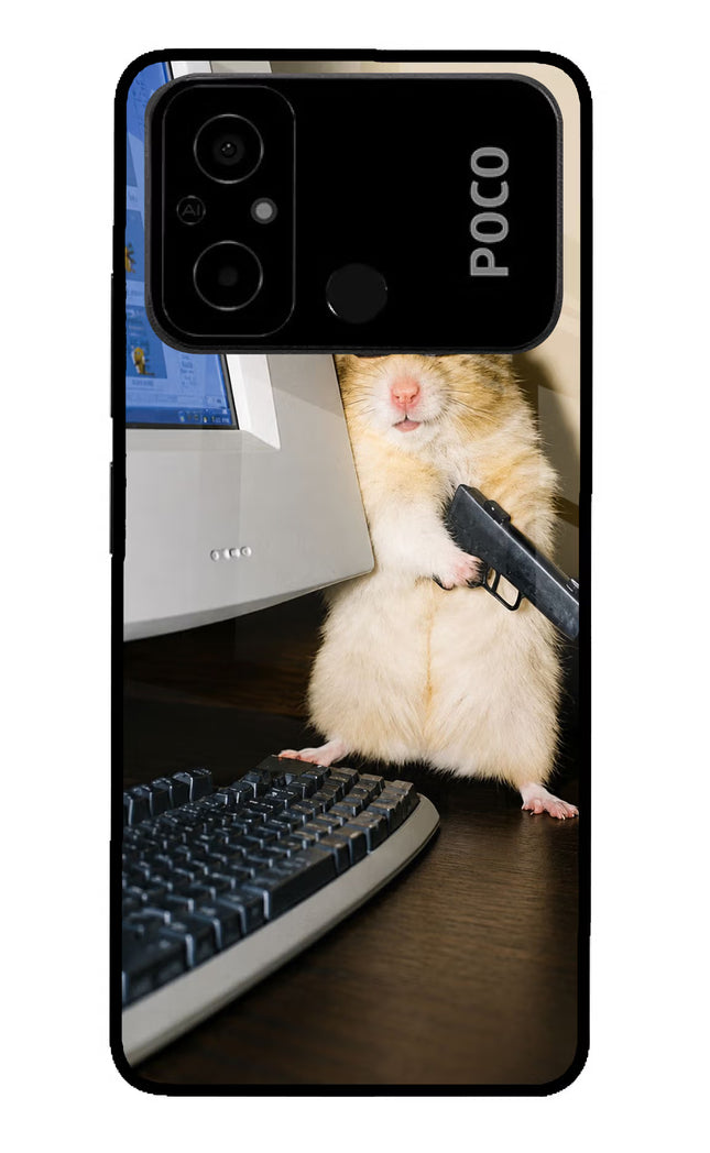 Hacker Hamster Poco C55 Glass Case