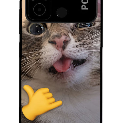 Silly Cat Call Poco C55 Glass Case