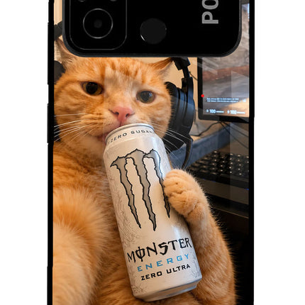 Gamer Cat Energy Poco C55 Glass Case