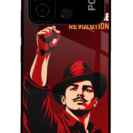 Bhagat Singh Revolution Poco C55 Glass Case