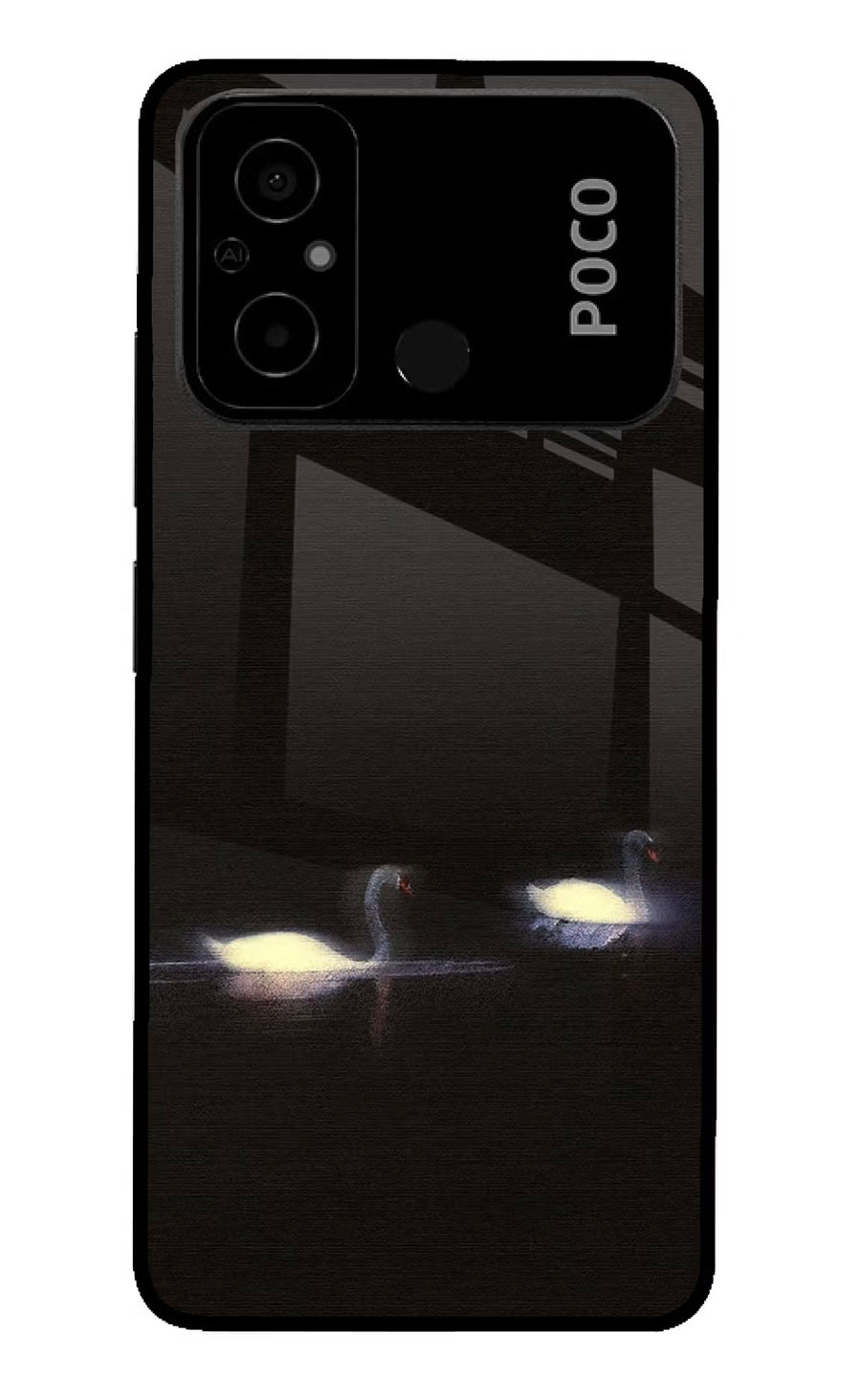 Silent Swans Poco C55 Back Cover, Glass case
