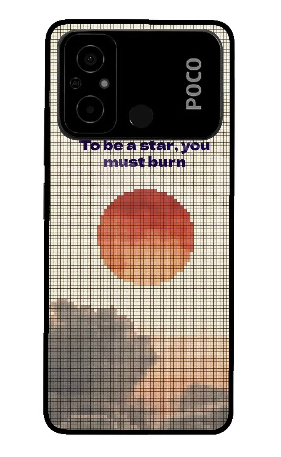 Pixel Sun Poco C55 Back Cover, Glass case