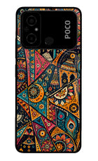 Folk Print Poco C55 Glass Case