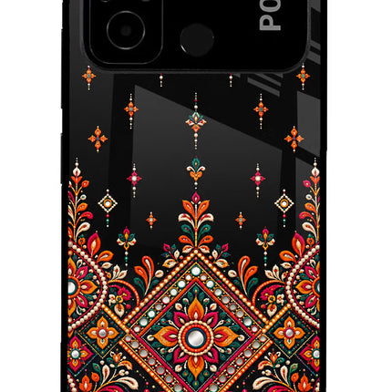 Noir Mehfil Poco C55 Glass Case