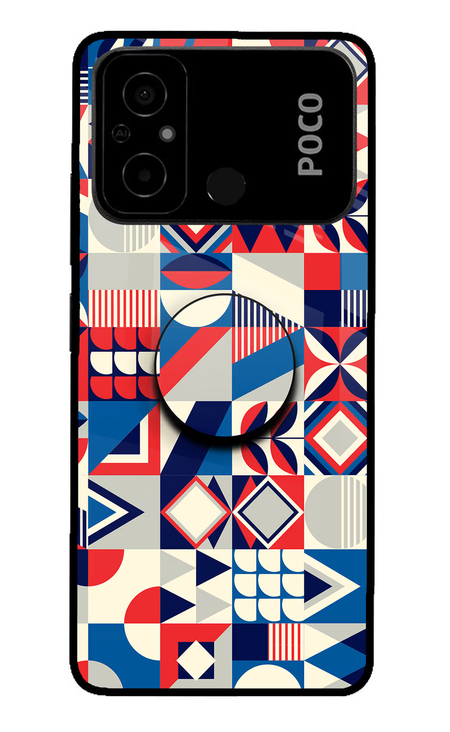 Colorful Pattern Poco C55 Pop Case, Glass case