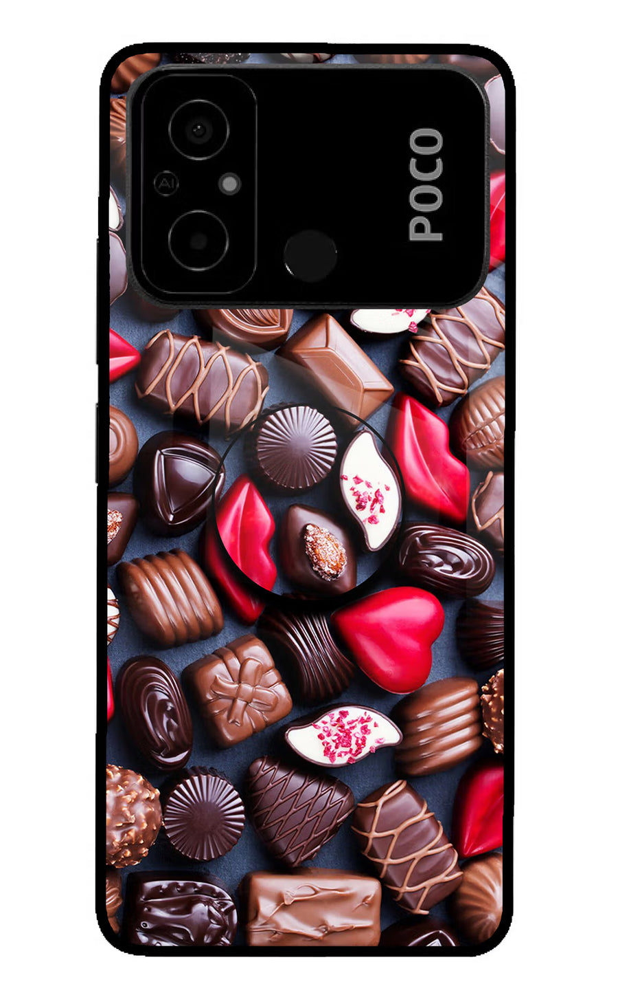Chocolates Poco C55 Pop Case, Glass case