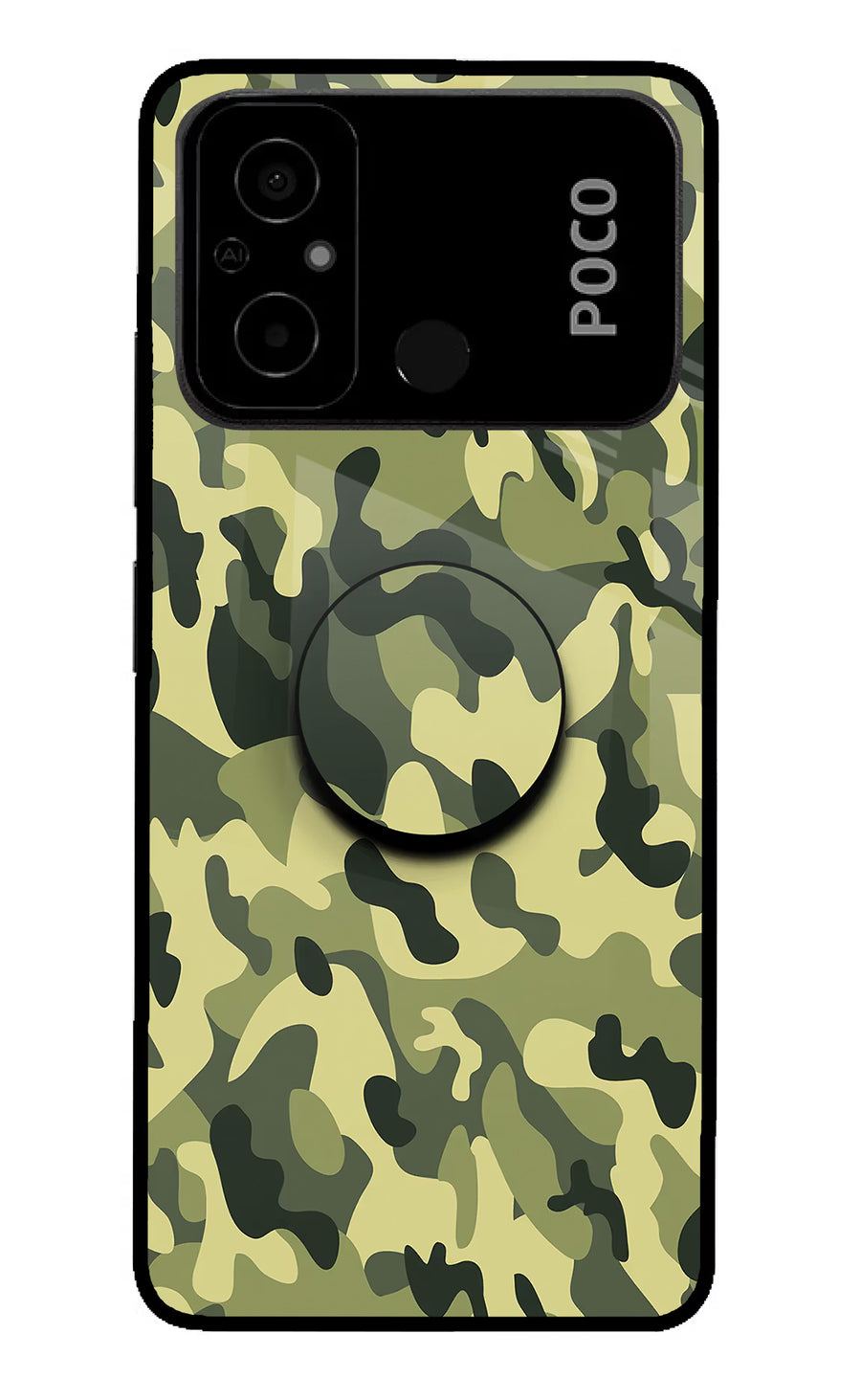 Camouflage Poco C55 Pop Case, Glass case