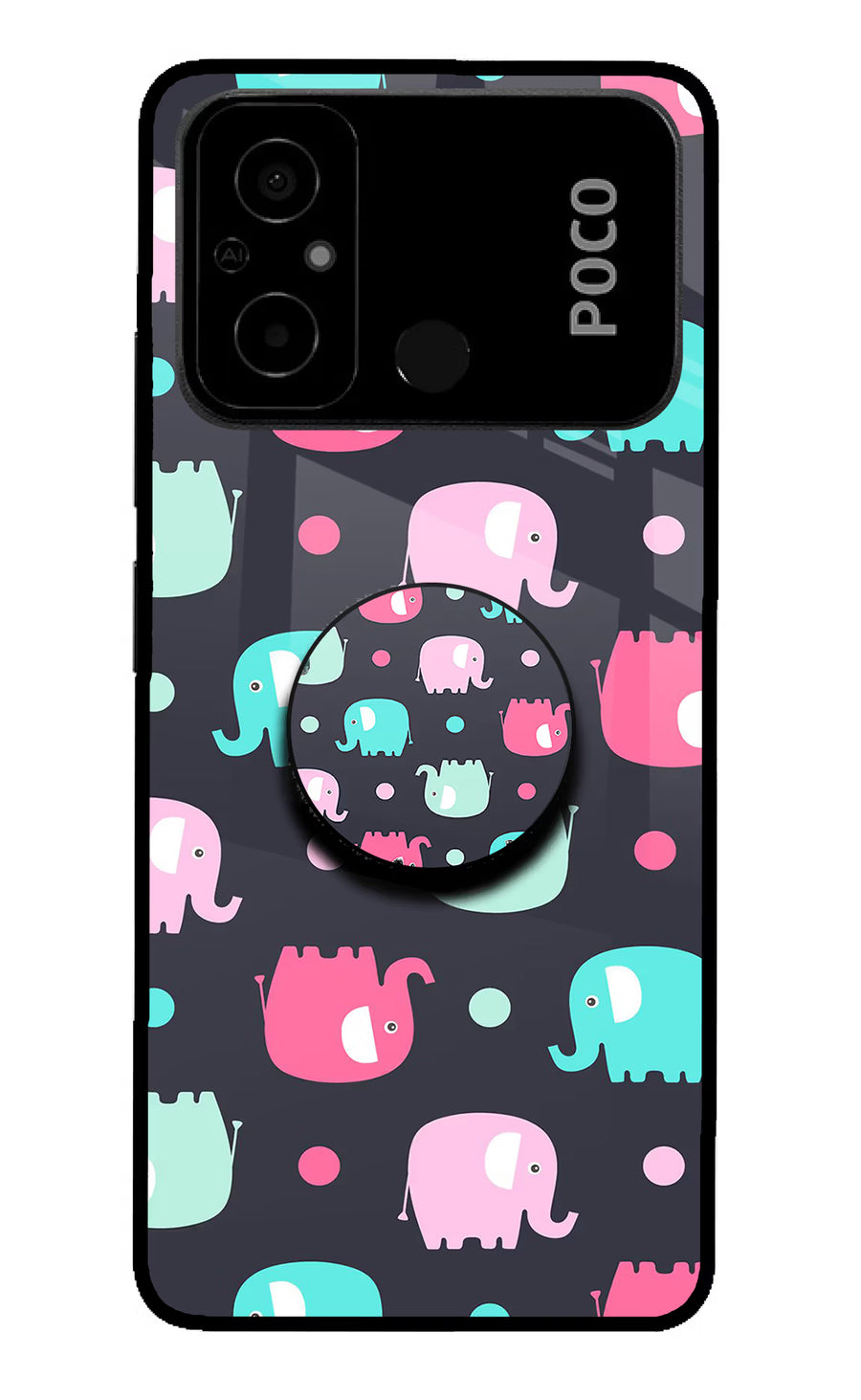 Baby Elephants Poco C55 Pop Case, Glass case