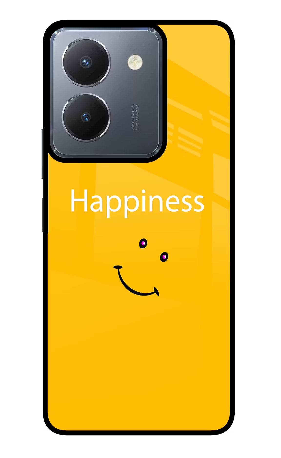 Happiness With Smiley Vivo Y36 Glass Case Back Cover by Casekaro