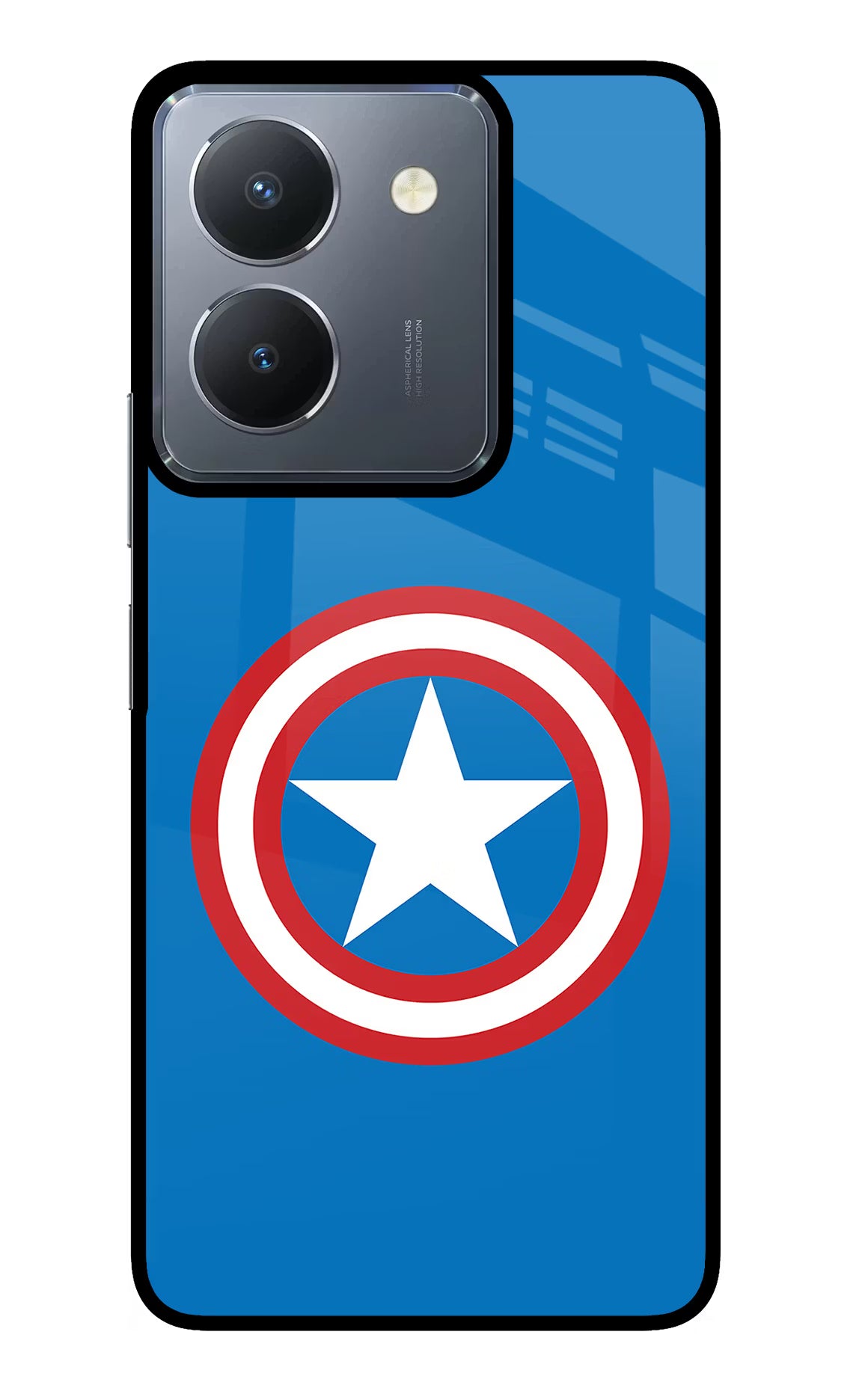Captain America Logo Vivo Y36 Glass Case Back Cover by Casekaro