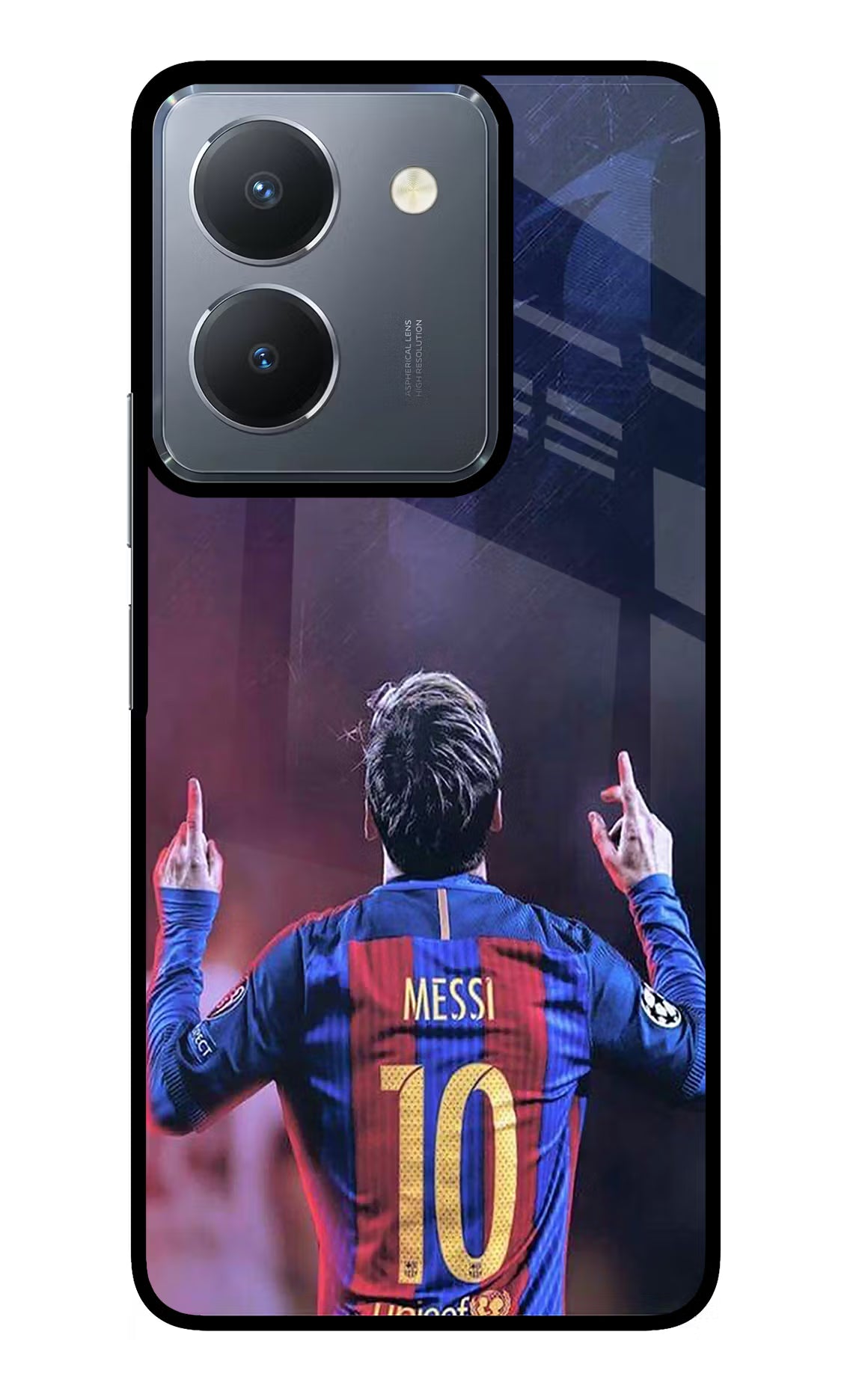 Messi Vivo Y36 Glass Case Back Cover by Casekaro