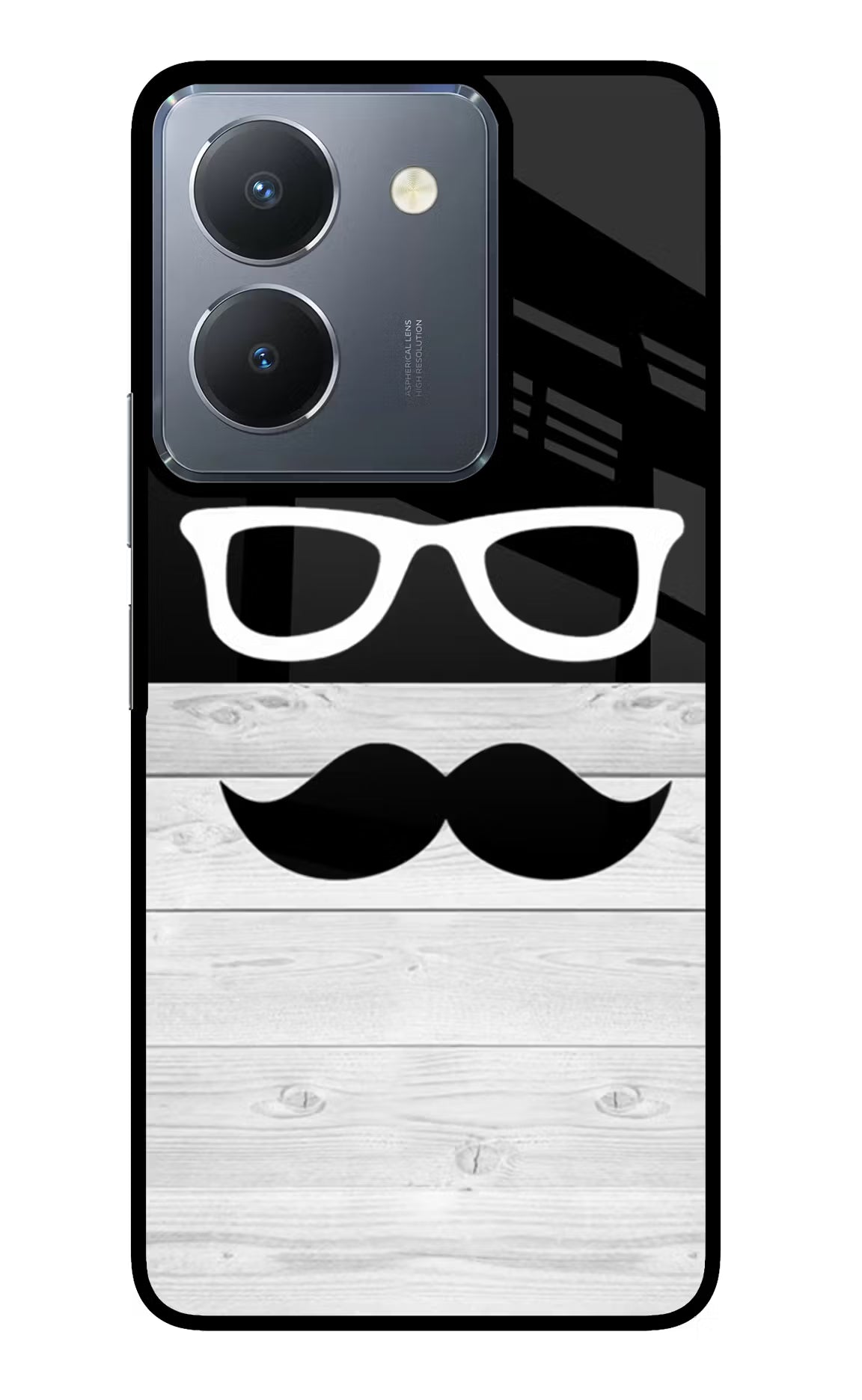 Mustache Vivo Y36 Glass Case Back Cover by Casekaro