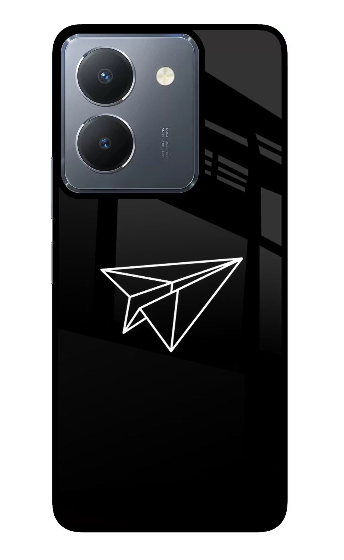 Paper Plane White Vivo Y36 Glass Case Back Cover by Casekaro