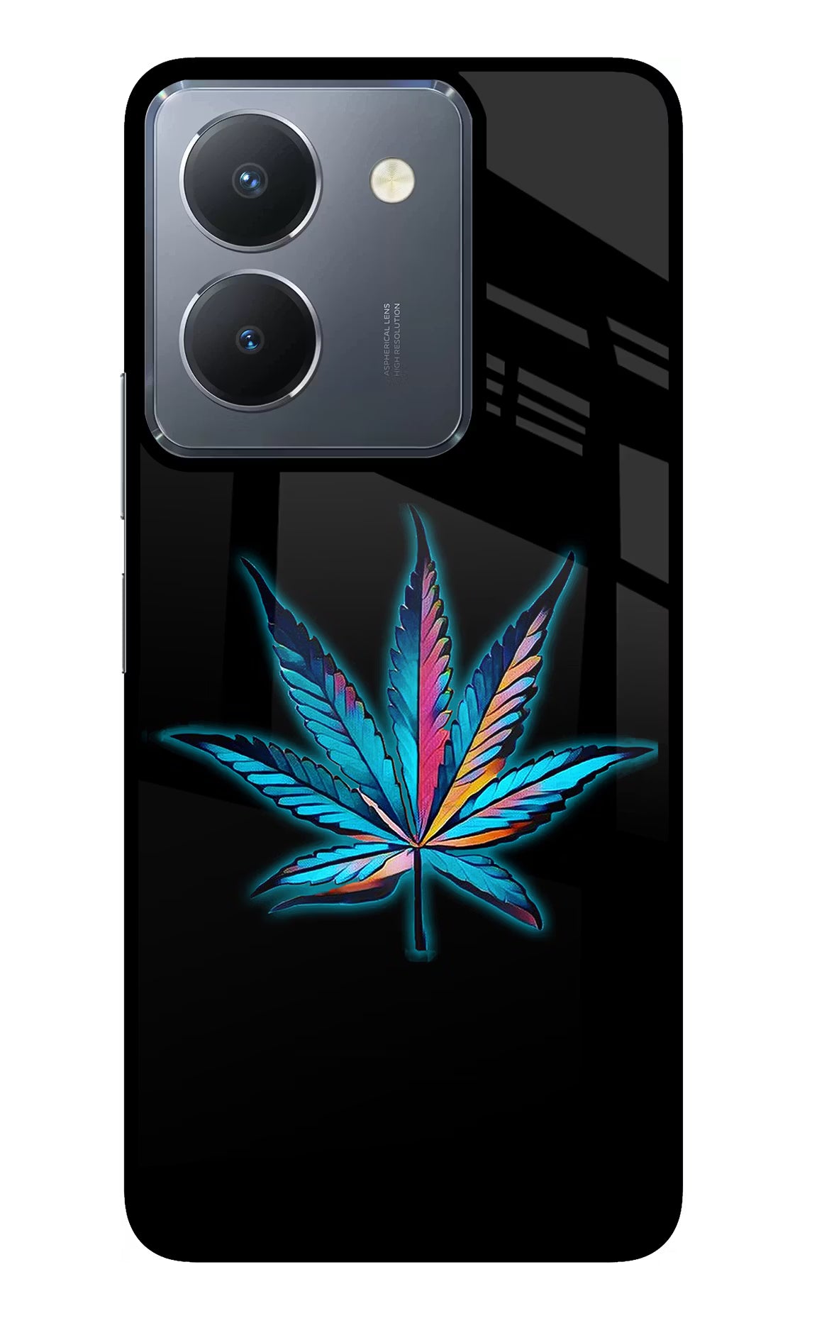 Weed Vivo Y36 Glass Case Back Cover by Casekaro