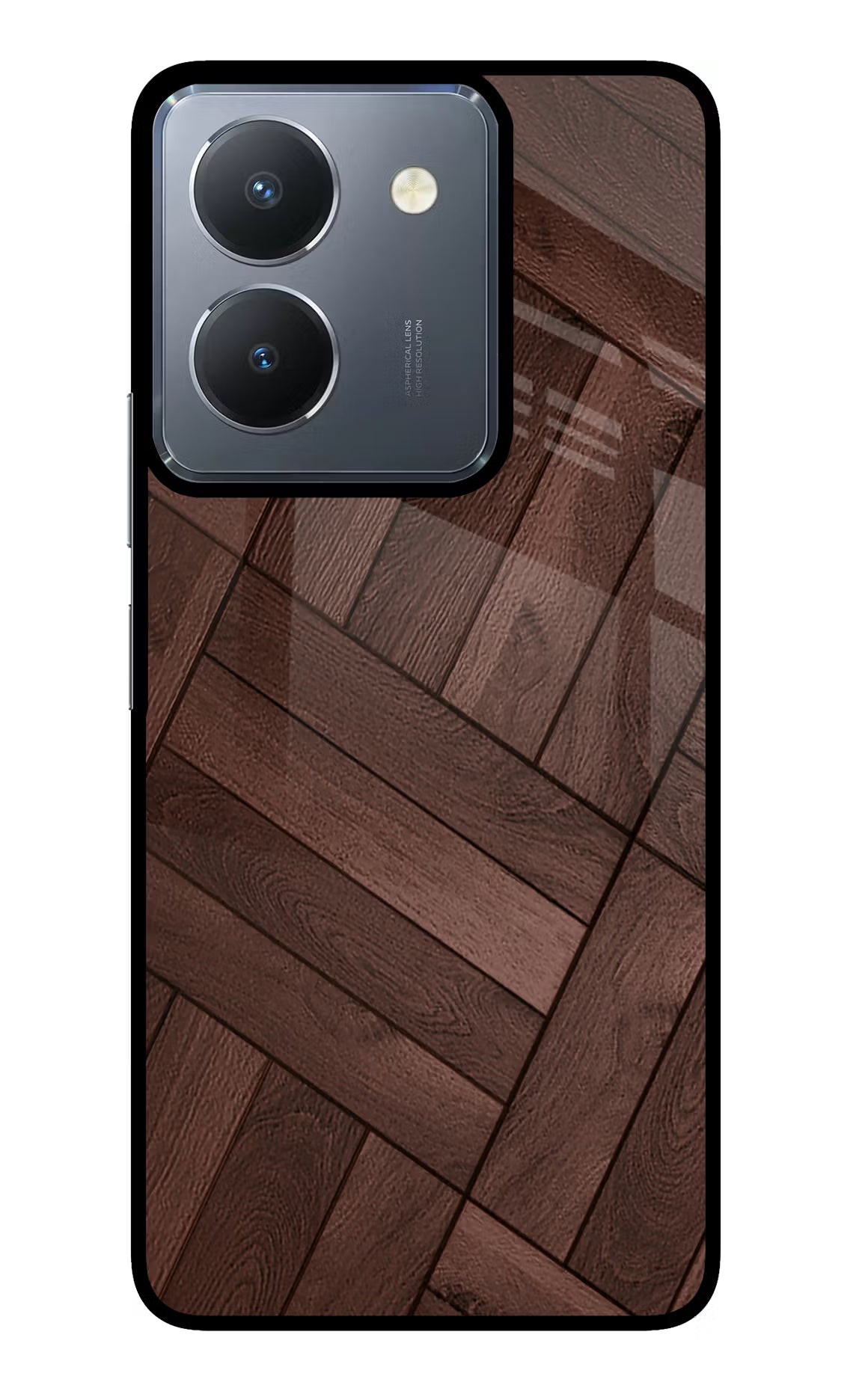 Wooden Texture Design Vivo Y36 Glass Case Back Cover by Casekaro