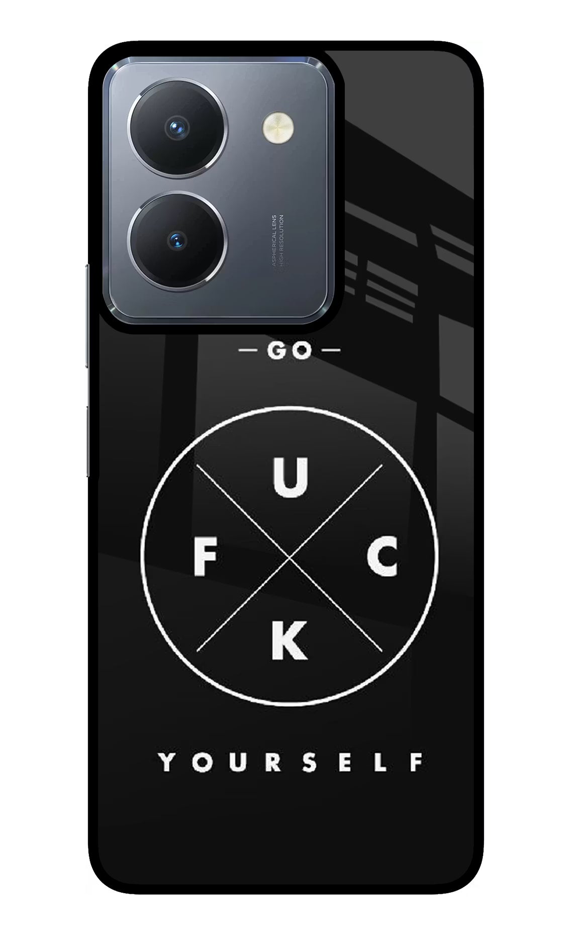 Go Fuck Yourself Vivo Y36 Glass Case Back Cover by Casekaro