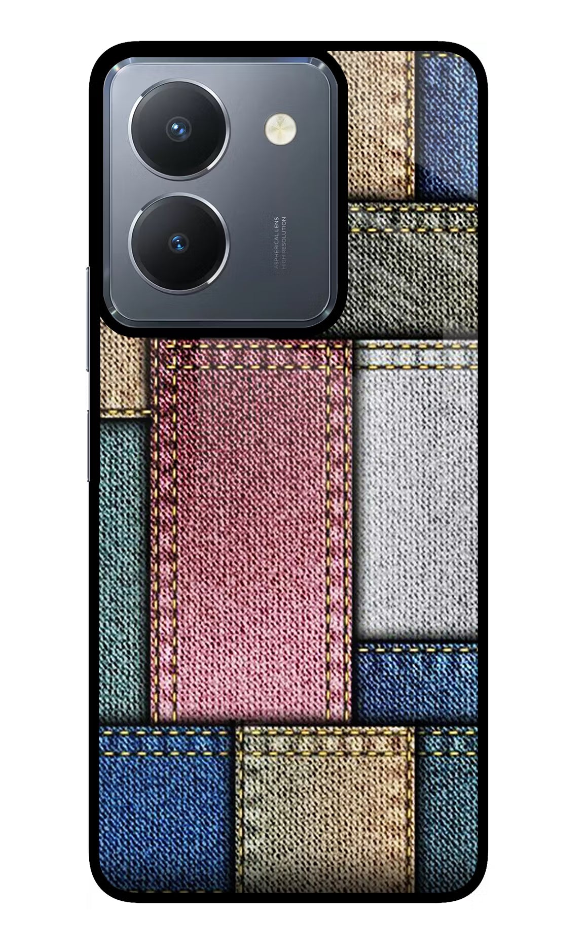 Multicolor Jeans Vivo Y36 Glass Case Back Cover by Casekaro