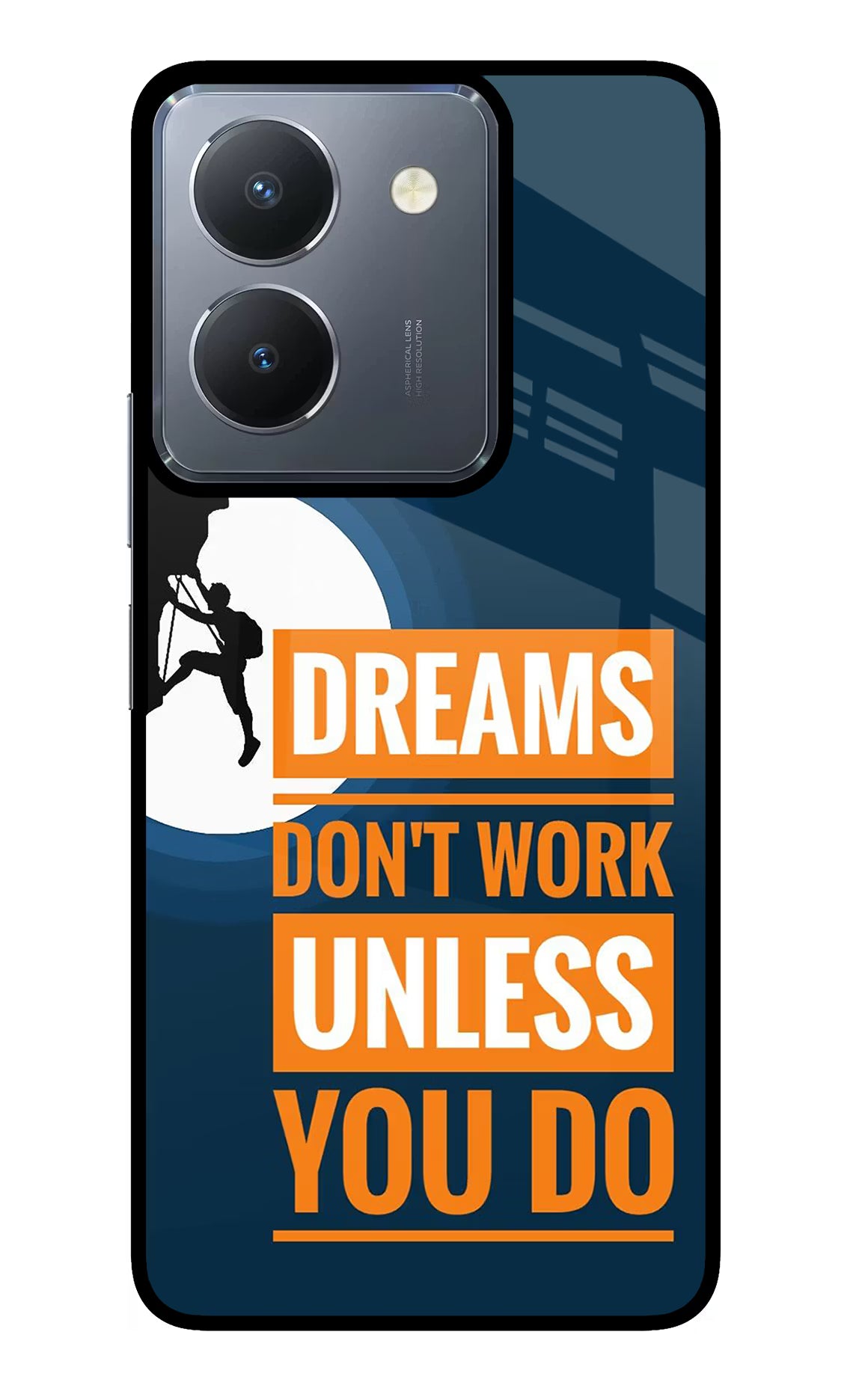 Dreams Don’T Work Unless You Do Vivo Y36 Glass Case Back Cover by Casekaro