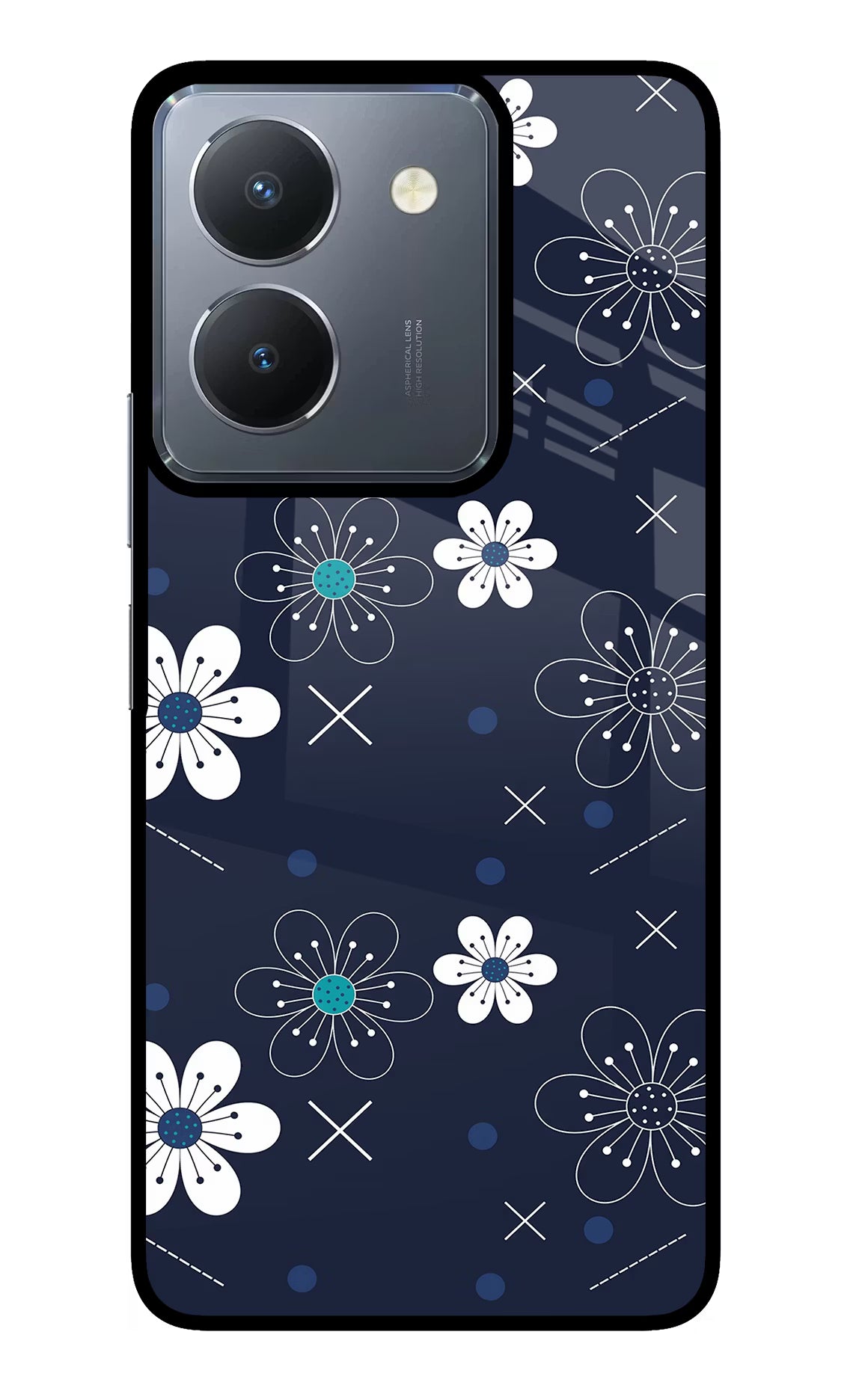Flowers Vivo Y36 Glass Case Back Cover by Casekaro
