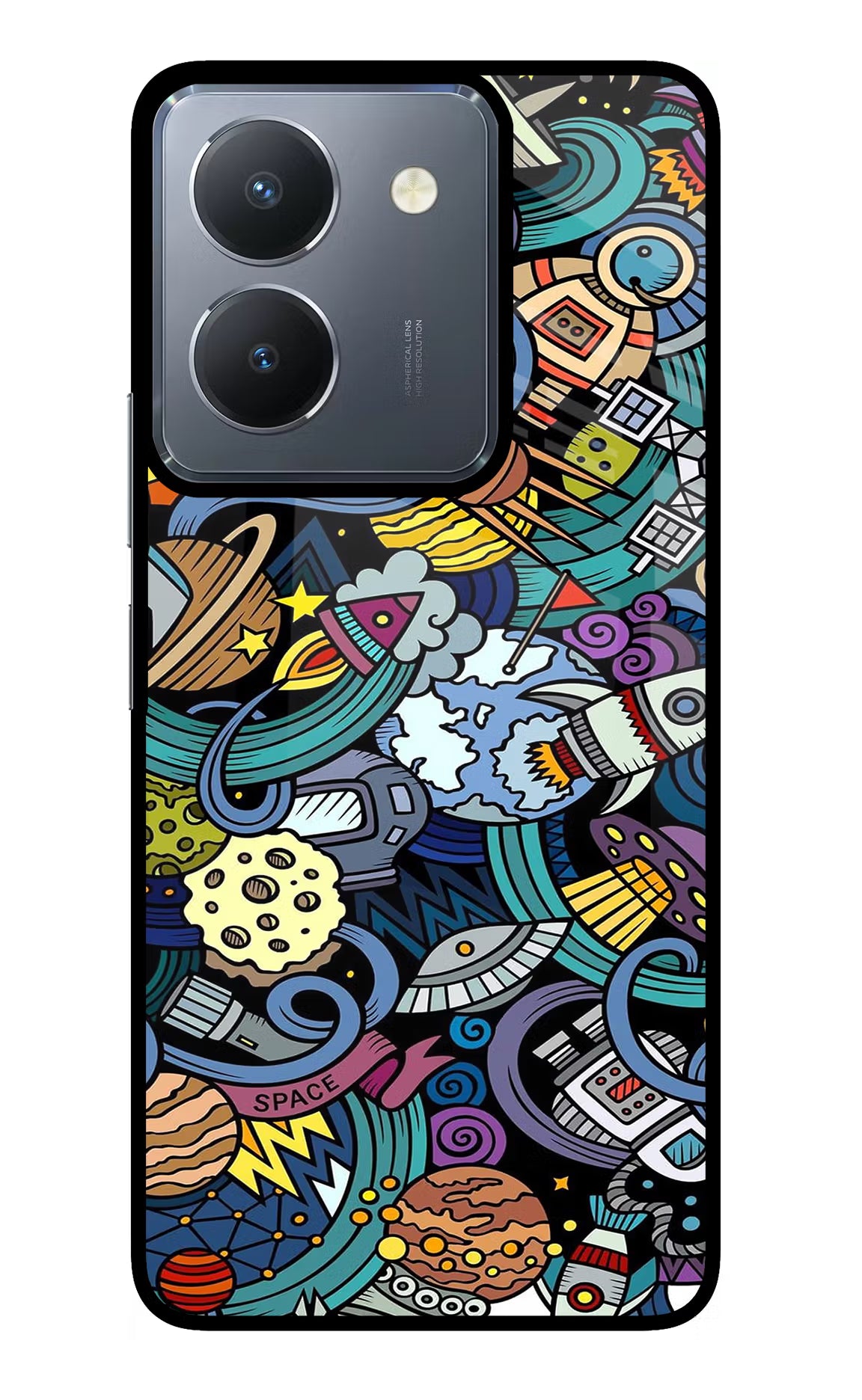 Space Abstract Vivo Y36 Glass Case Back Cover by Casekaro