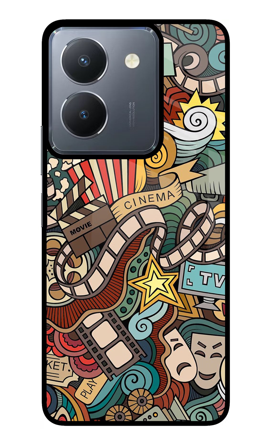 Cinema Abstract Vivo Y36 Glass Case Back Cover by Casekaro
