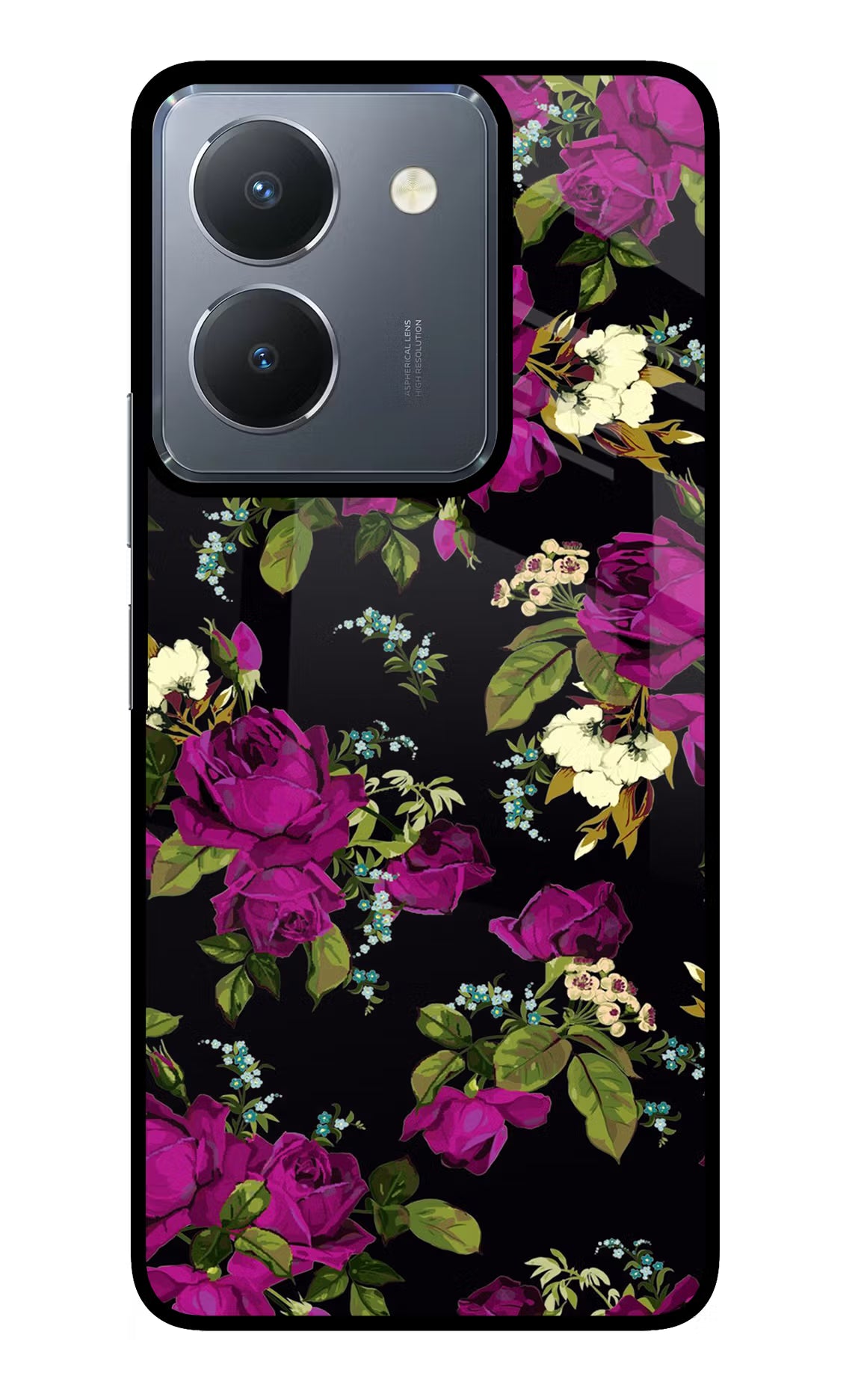 Flowers Vivo Y36 Glass Case Back Cover by Casekaro