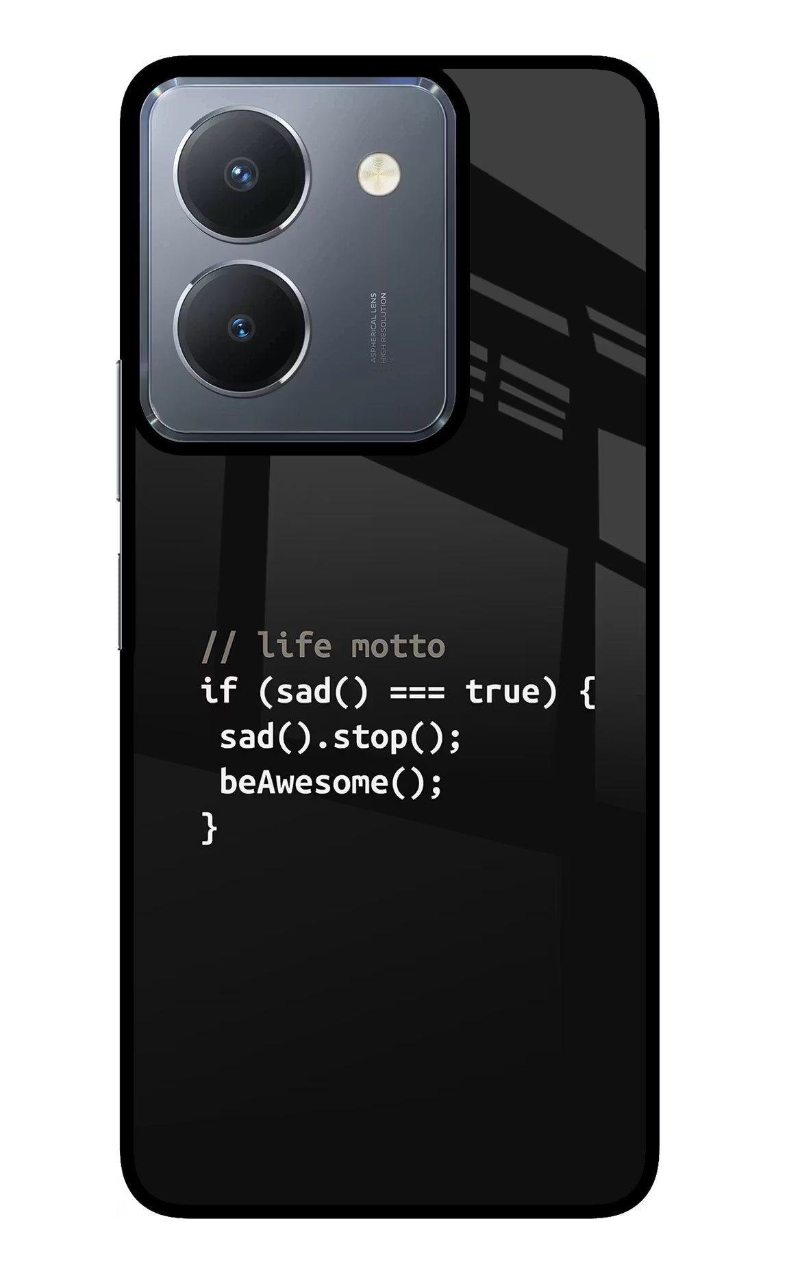 Life Motto Code Vivo Y36 Glass Case Back Cover by Casekaro